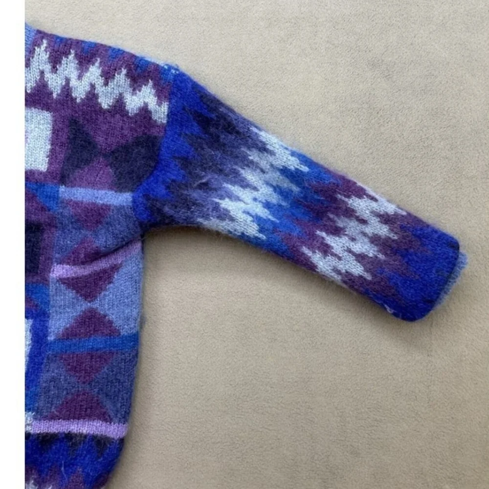 Vintage 1991 Susan Bristol Mohair Blend Whimasical Quirky Scandi Girl Cardigan - Picture 8 of 10